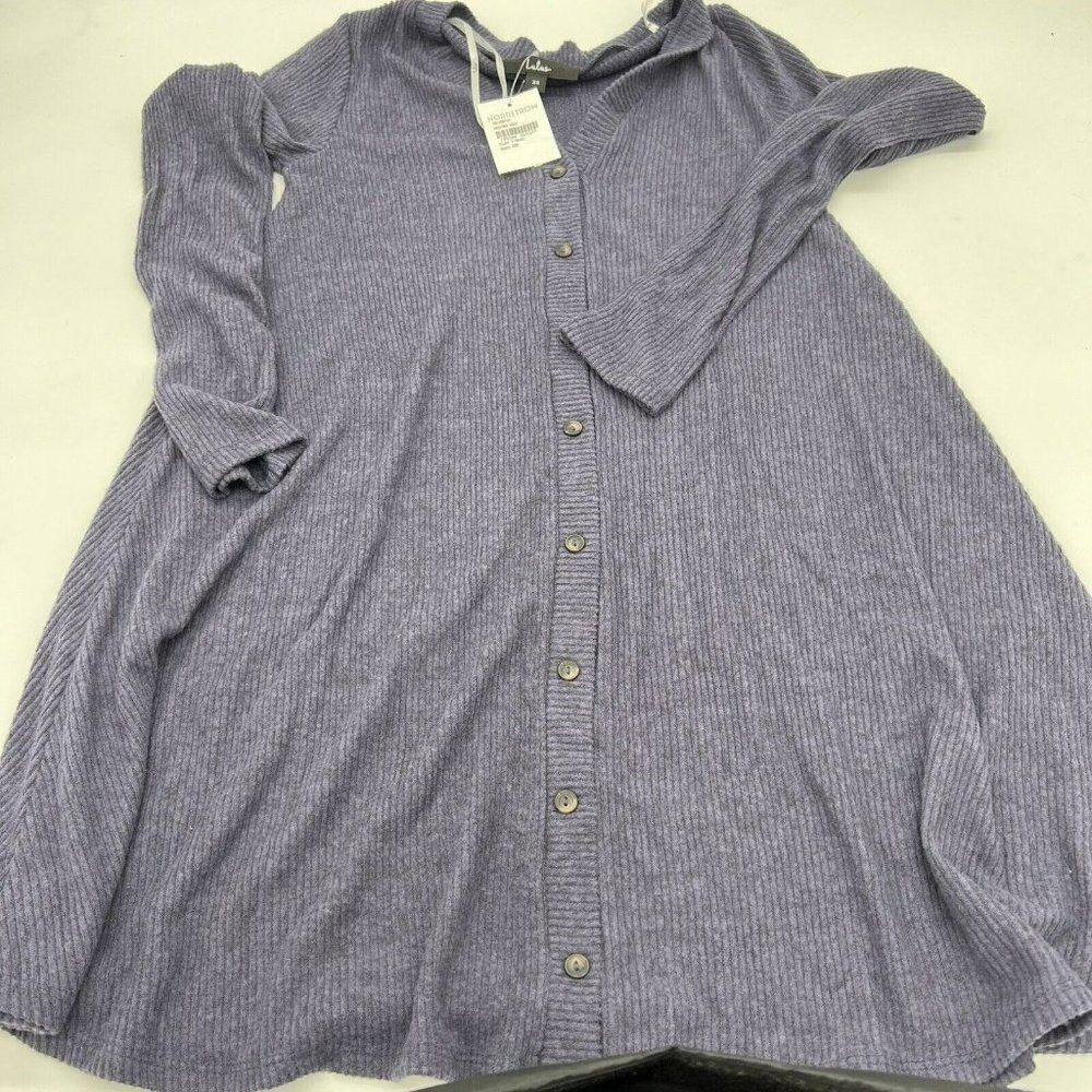 NEW Lulus Size Xs Sweet Comfort Button Up Sweater Dress Heather Navy Blue